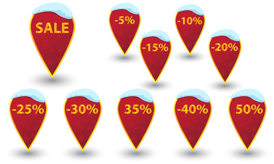 winter sale labels golden text