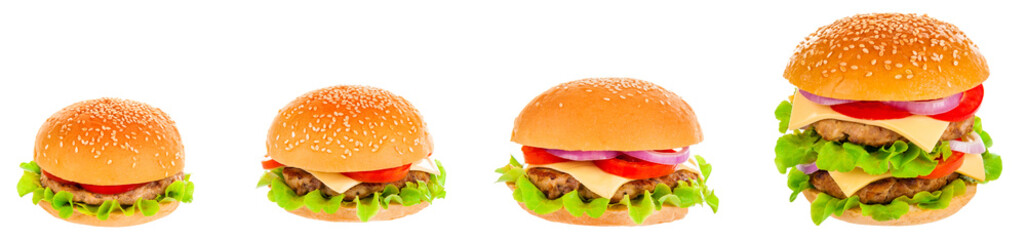 Big hamburger on white background