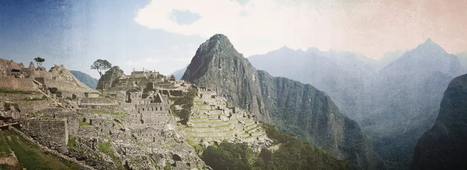 Poster Machu Picchu panorama vintage © mezzotint_fotolia