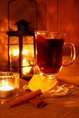Hot mulled wine in the cup