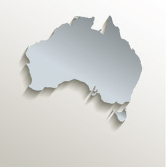 Australia map white blue card paper 3D vector