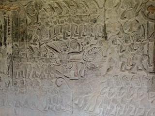 Bas-relief from Bayon temple in Cambodgia