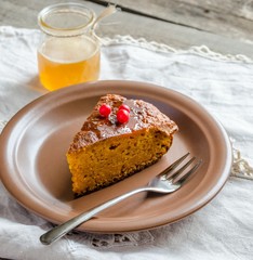 Carrot pie decorated with fresh berries