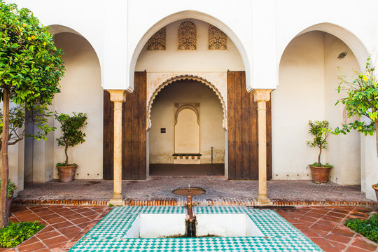 Courtyard Of Alcazaba Of Malaga.