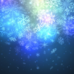 Fototapeta na wymiar Night magic snowfall Christmas background.