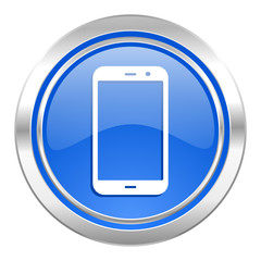 smartphone icon, blue button, phone sign