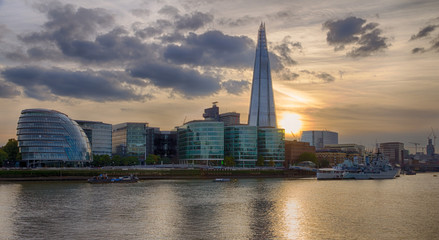 London Cityscape and Shard at sunset HDR