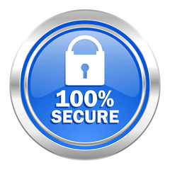 secure icon, blue button