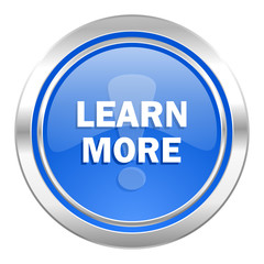 learn more icon, blue button