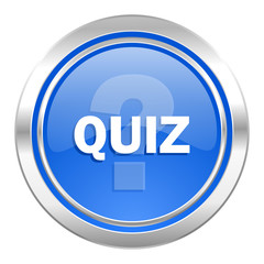 quiz icon, blue button