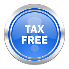 tax free icon, blue button