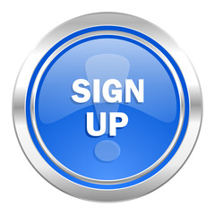 sign up icon, blue button