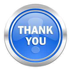 thank you icon, blue button