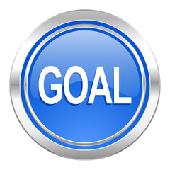 goal icon, blue button