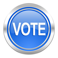 vote icon, blue button