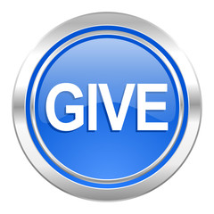 give icon, blue button