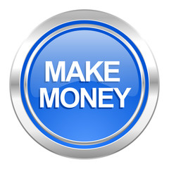 make money icon, blue button