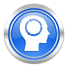 head icon, blue button, human head sign