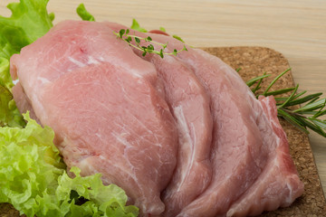 Raw pork schnitzel