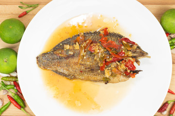 Fried fish with chili sauce