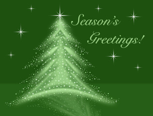 green christmas tree illustration stars seasons greetings