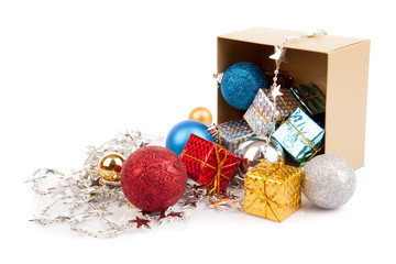 Fototapeta na wymiar Christmas tree bauble ,ornament in a box
