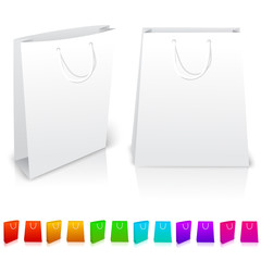 Set of isolated paper bags on white background. With different