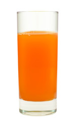 Fresh carrot juice isolated on white