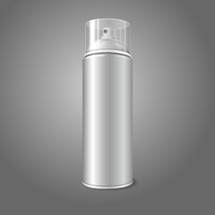 Blank vector aerosol spray metal 3D bottle can with transparent