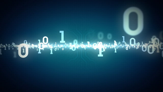 Binary Numbers Zooming Blue