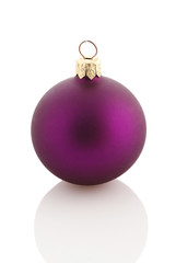 christmas ball (christmas ornament ). violet color. Isolated.