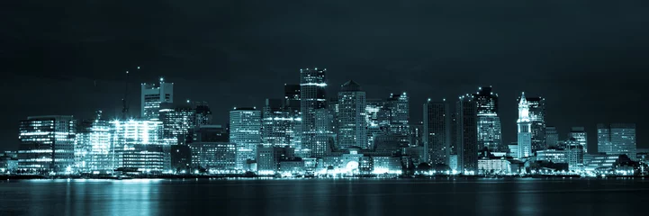 Poster Boston skyline by night from East Boston, Massachusetts - USA © Samuel B.