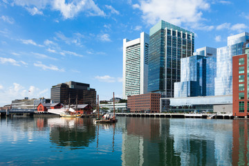 Modern buildings in The financial district waterfront in Boston