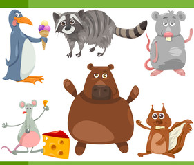wild animals cartoon set illustration