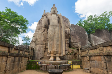 Fototapeta na wymiar Avukana standing Buddha statue