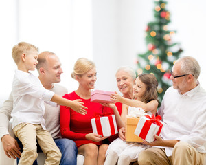 smiling family with gifts