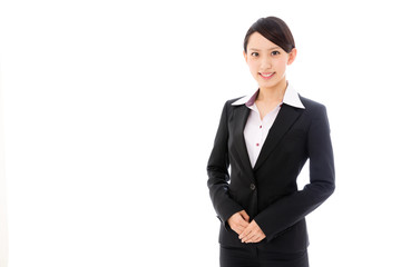 young asian businesswoman on white background