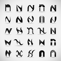 Letter Icons Set - Isolated On Gray Background