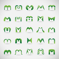 Letter Icons Set - Isolated On Gray Background