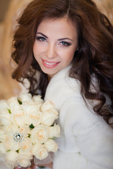 Happy bride wedding morning marrige makeup hairstyle