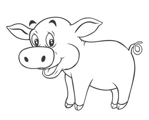 Black and white Pig Cartoon