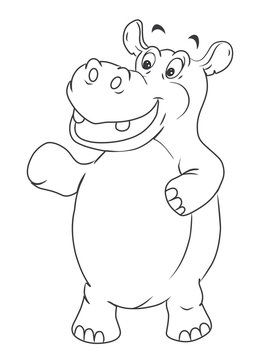 Hippo Cartoon Illustration