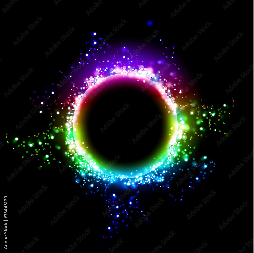 Poster Dark background with shiny round frame.