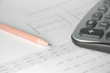 calculator on account book