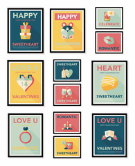 Valentine’s Day poster flat banner design flat background set,