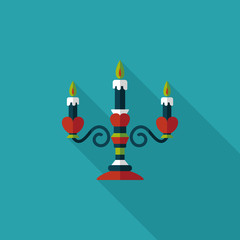 Valentine's Day candle flat icon with long shadow,eps10