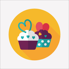 Valentine's Day cupcake flat icon with long shadow,eps10