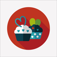 Valentine's Day cupcake flat icon with long shadow,eps10