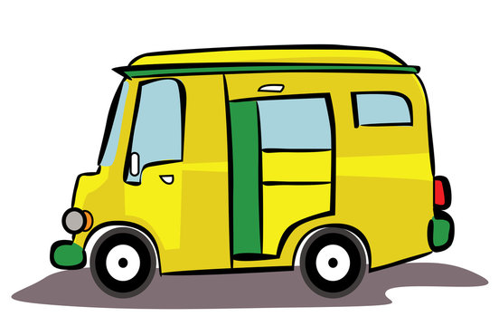 Yellow Van Car Cartoon