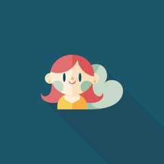 valentine's day girl flat icon with long shadow,eps10